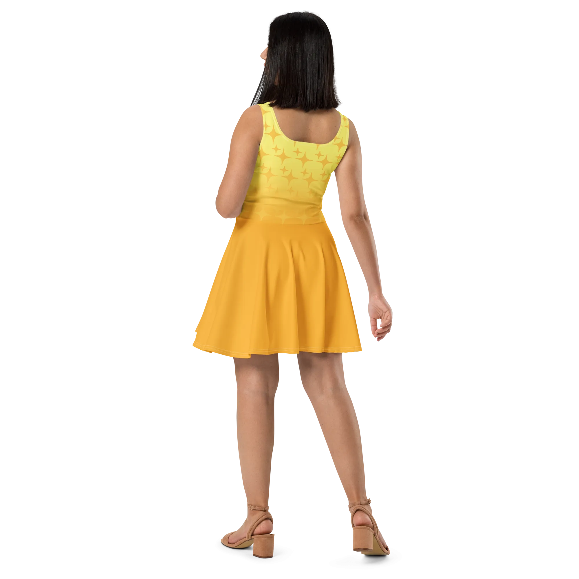 Yellow Ghost Sparkle Skater Dress (Adult XS-3XL)